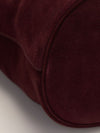 Burgundy Buckle Belted Suede Bucket Bag