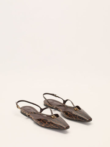 Black & Brown FFold Animal Print Slingbacks