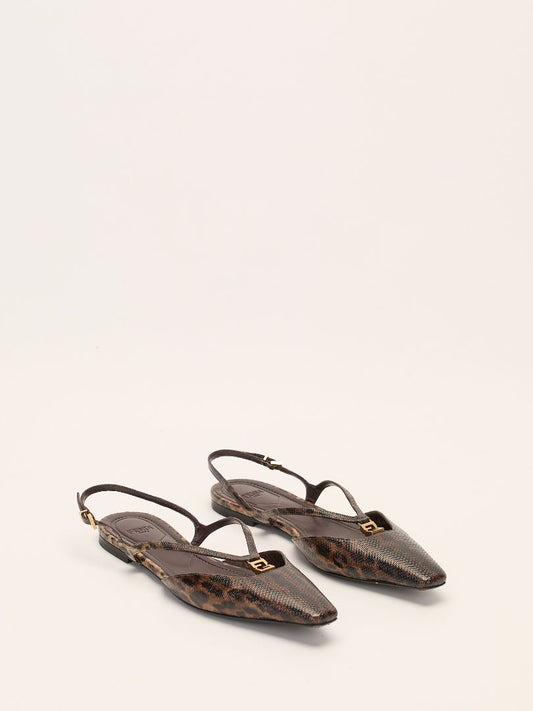 Black & Brown FFold Animal Print Slingbacks