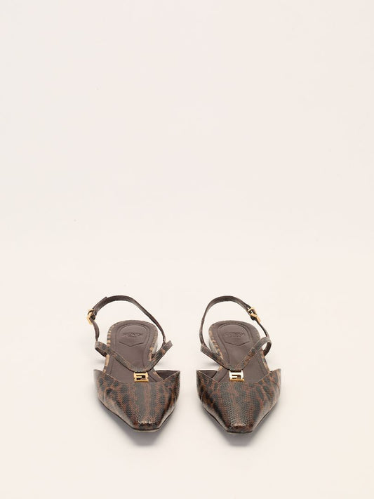 Black & Brown FFold Animal Print Slingbacks