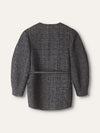Black & White Collarless Wool Jacket