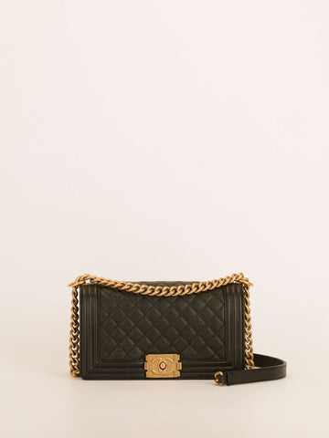 Black Medium Caviar Boy Bag With GHW
