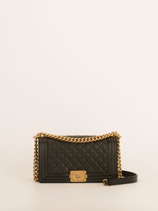 Black Medium Caviar Boy Bag With GHW