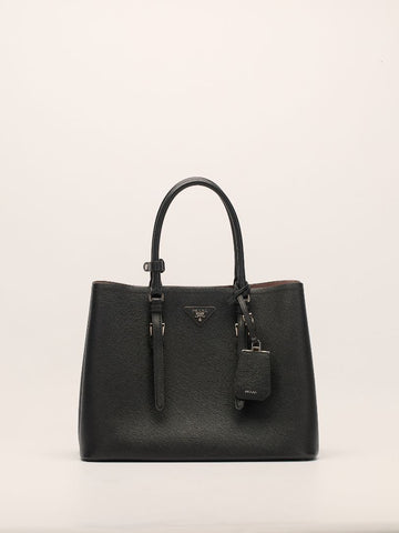Black Large Saffiano Leather Double Tote
