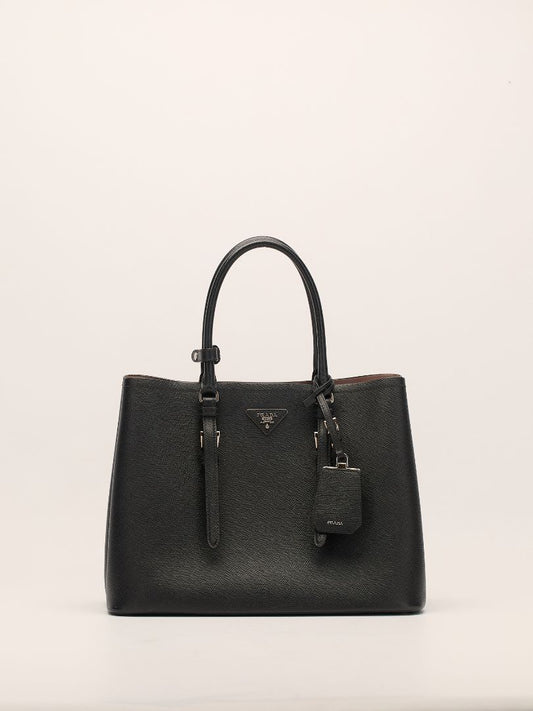 Black Large Saffiano Leather Double Tote