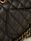 Black Medium Lambskin Classic Double Flap Handbag With GHW