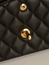 Black Medium Lambskin Classic Double Flap Handbag With GHW