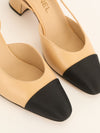Beige & Black Two-Tone Slingback Pumps