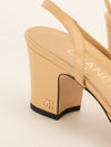 Beige & Black Two-Tone Slingback Pumps