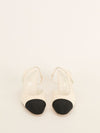 White & Black Embellished Slingback Pumps