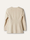 Beige Tweed V-Neck Jacket And Shorts Set