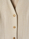 Beige Tweed V-Neck Jacket And Shorts Set