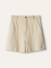 Beige Tweed V-Neck Jacket And Shorts Set