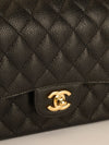 Black Medium Caviar Leather Classic Double Flap Bag With GHW
