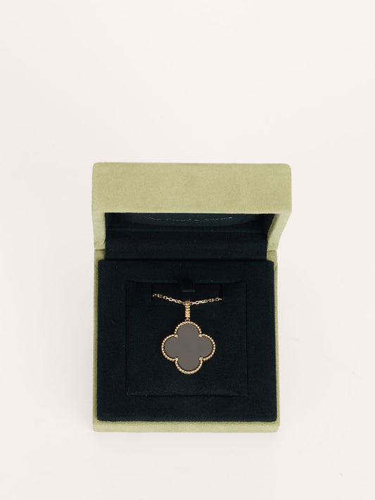 Black Onyx & Yellow Gold Vintage Alhambra Pendant Necklace