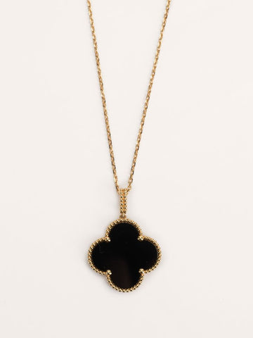 Black Onyx & Yellow Gold Vintage Alhambra Pendant Necklace