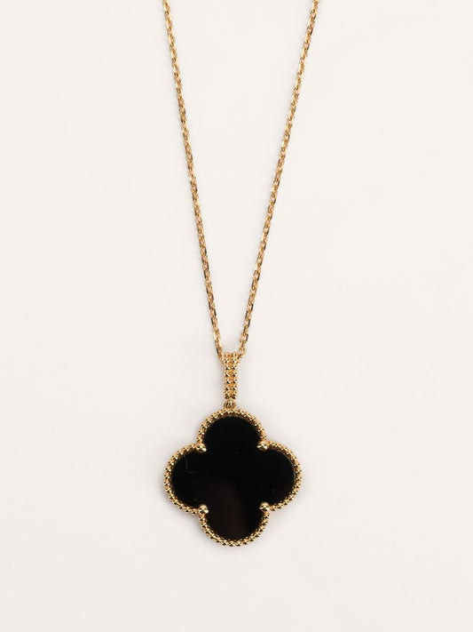 Black Onyx & Yellow Gold Vintage Alhambra Pendant Necklace