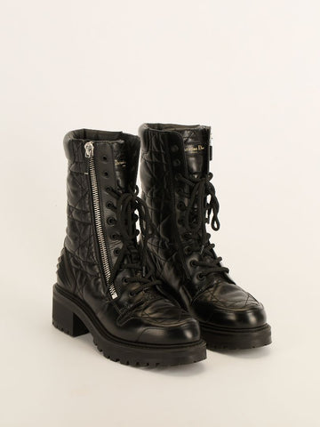 Black D-Leader Cannage Combat Boots