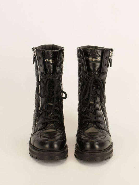 Black D-Leader Cannage Combat Boots