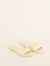 Cream Quilted Turnlock Mules