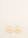 Cream Quilted Turnlock Mules