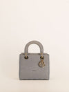 Grey Medium Cannage Embroidery Lady D-Lite Handbag With GHW