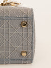 Grey Medium Cannage Embroidery Lady D-Lite Handbag With GHW