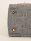 Grey Medium Cannage Embroidery Lady D-Lite Handbag With GHW
