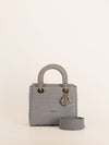 Grey Medium Cannage Embroidery Lady D-Lite Handbag With GHW