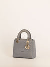Grey Medium Cannage Embroidery Lady D-Lite Handbag With GHW