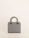 Grey Medium Cannage Embroidery Lady D-Lite Handbag With GHW