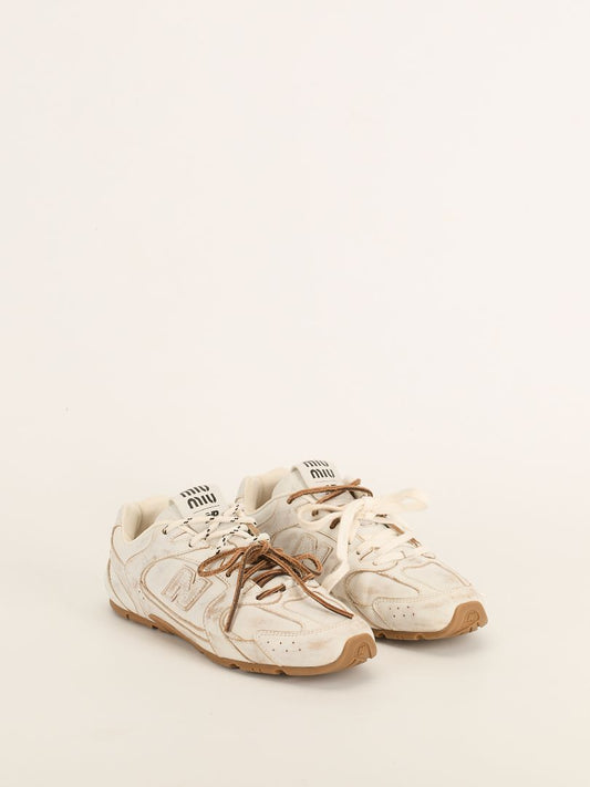 White Distressed Miu Miu x New Balance 530 SL Sneakers