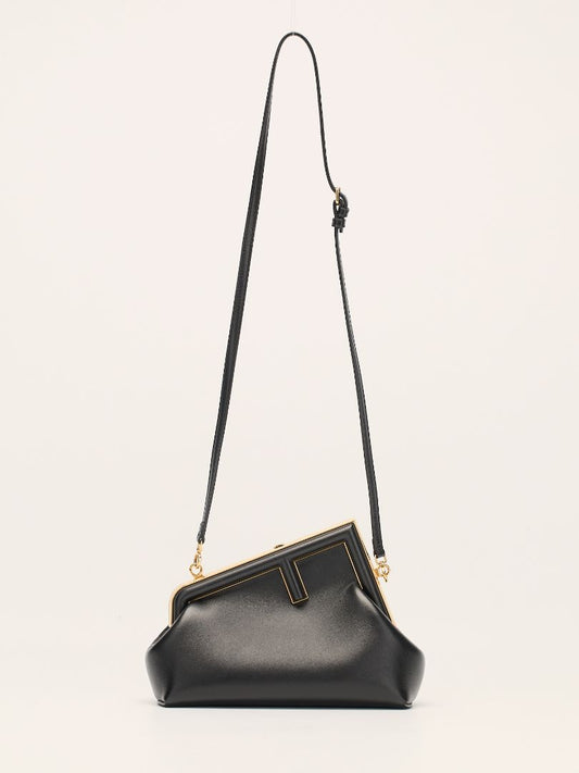 Black Small Fendi First Nappa Leather Bag With GHW