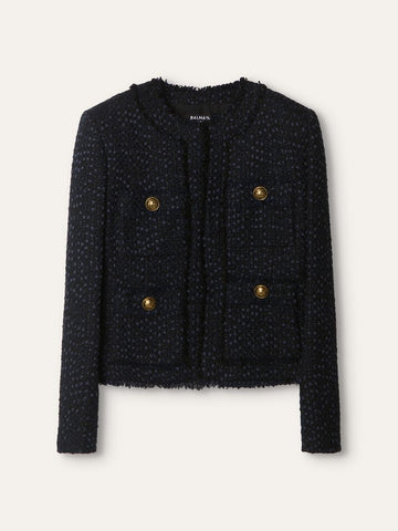 Navy Four Pocket Tweed Jacket