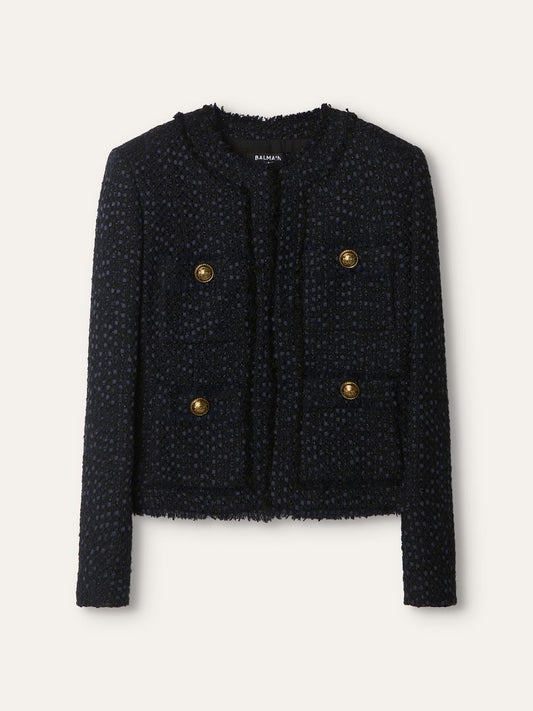 Navy Four Pocket Tweed Jacket