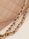 Beige Small Classic Caviar Double Flap Handbag With GHW