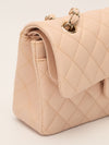 Beige Small Classic Caviar Double Flap Handbag With GHW