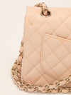Beige Small Classic Caviar Double Flap Handbag With GHW
