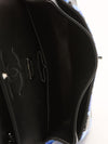 Blue & Black Sequinned Waterfall Medium Double Flap Handbag With So Black HW