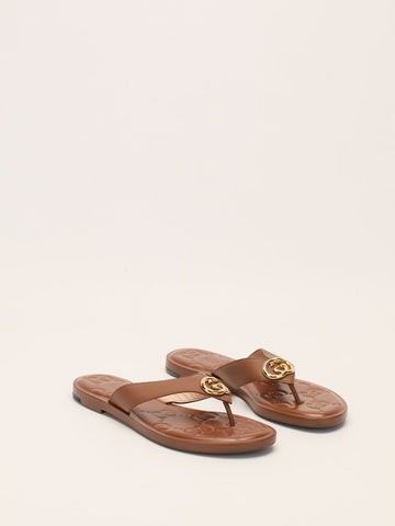 Tan GG Marmont Leather Sandals