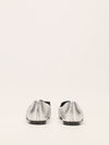 Silver Crackled Leather Camellia Loafers