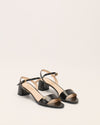 Black Saffiano Leather Block Heels