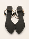 Black Saffiano Leather Block Heels