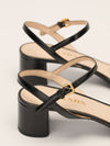 Black Saffiano Leather Block Heels