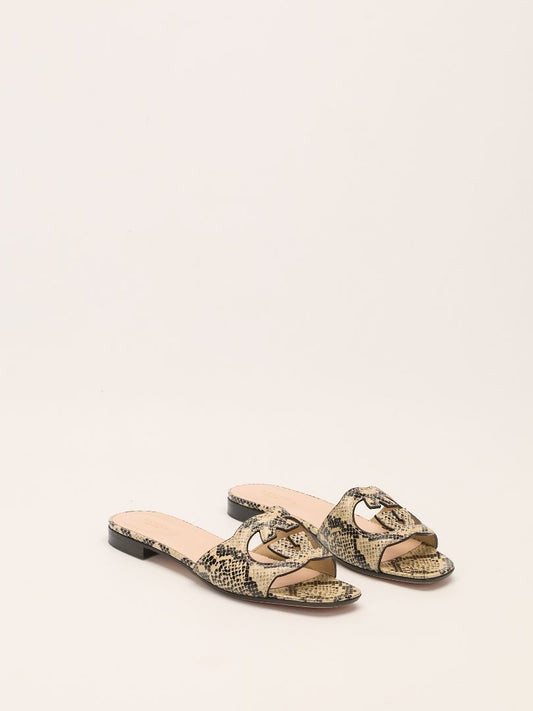 Black & Ivory Python Print G Cut-out Slide