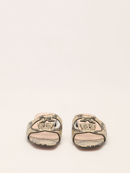 Black & Ivory Python Print G Cut-out Slide