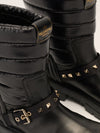 Black All-Weather Rockstud Biker Boots
