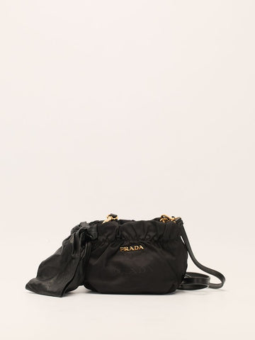 Black Tessuto Nylon Pouch With GHW