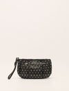 Black Studded Leather Clutch
