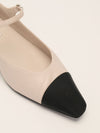 Beige & Black Two-Tones Mary Jane Flats
